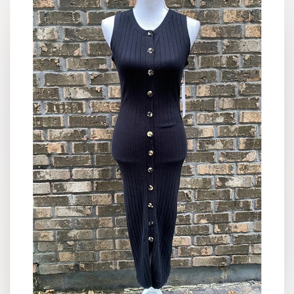 Good American sleeveless button down dress 0